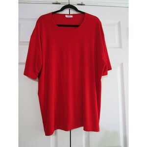 MaxiMa Shirt Womens 2XL Red Solid Oversized Short Sleeve Crewneck Made USA Comfy